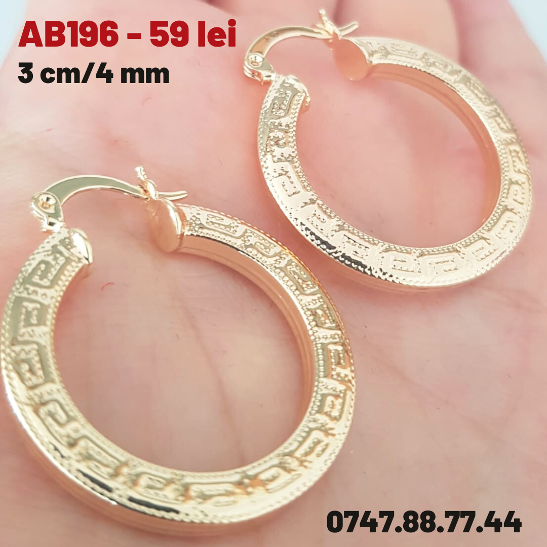 - Cercei auriti cu aur de 14K - 3 cm - AB196