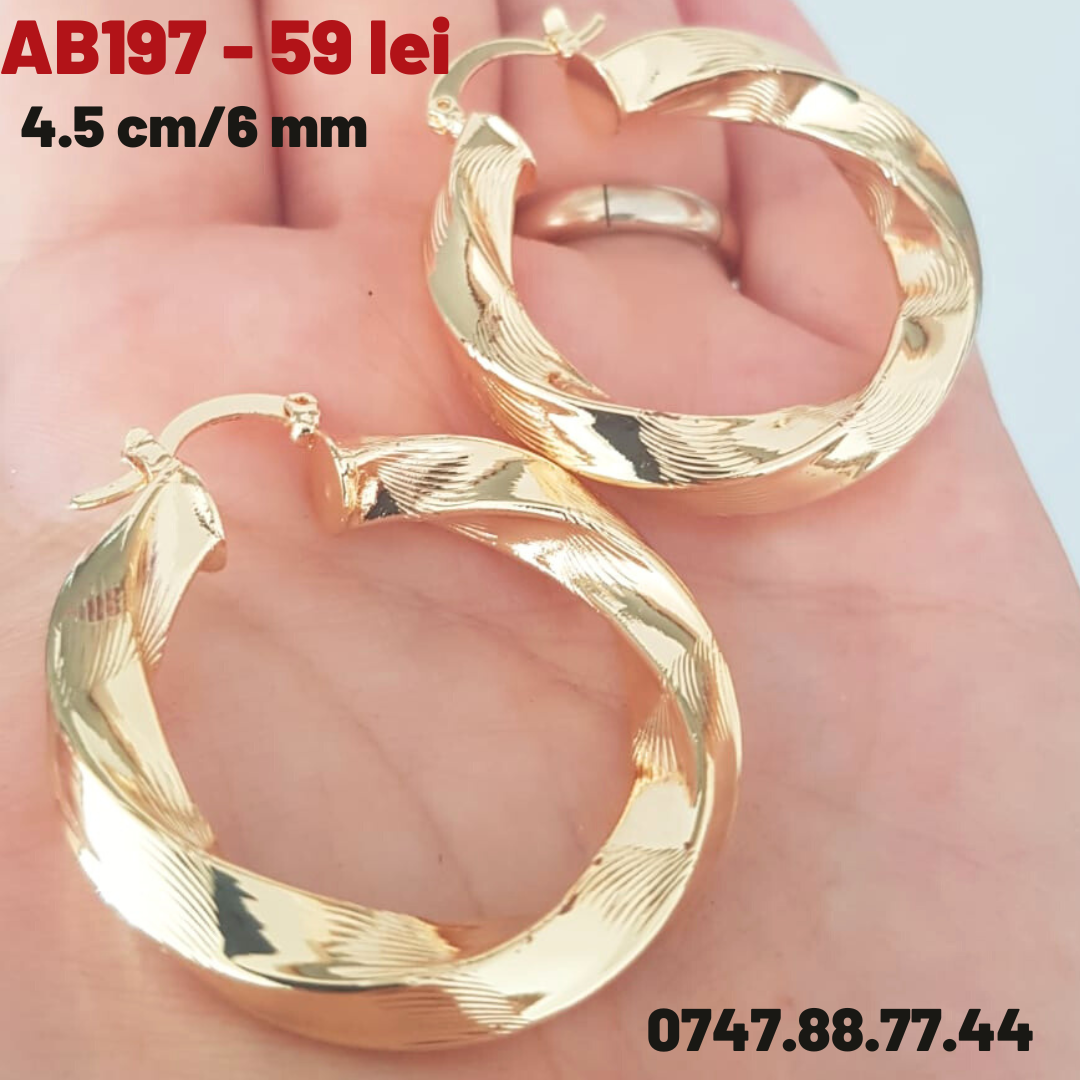 - Cercei auriti cu aur de 14K - 4.5 cm - AB197