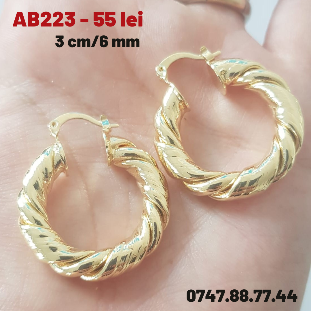 - Cercei auriti cu aur de 14K -3 cm - AB223