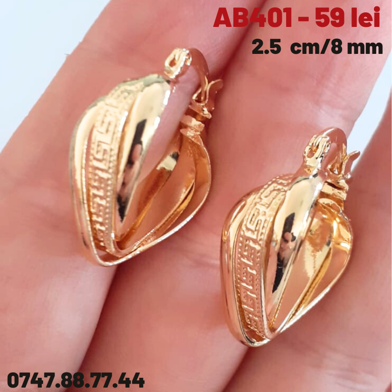 - Cercei placati cu aur de 14K - AB405