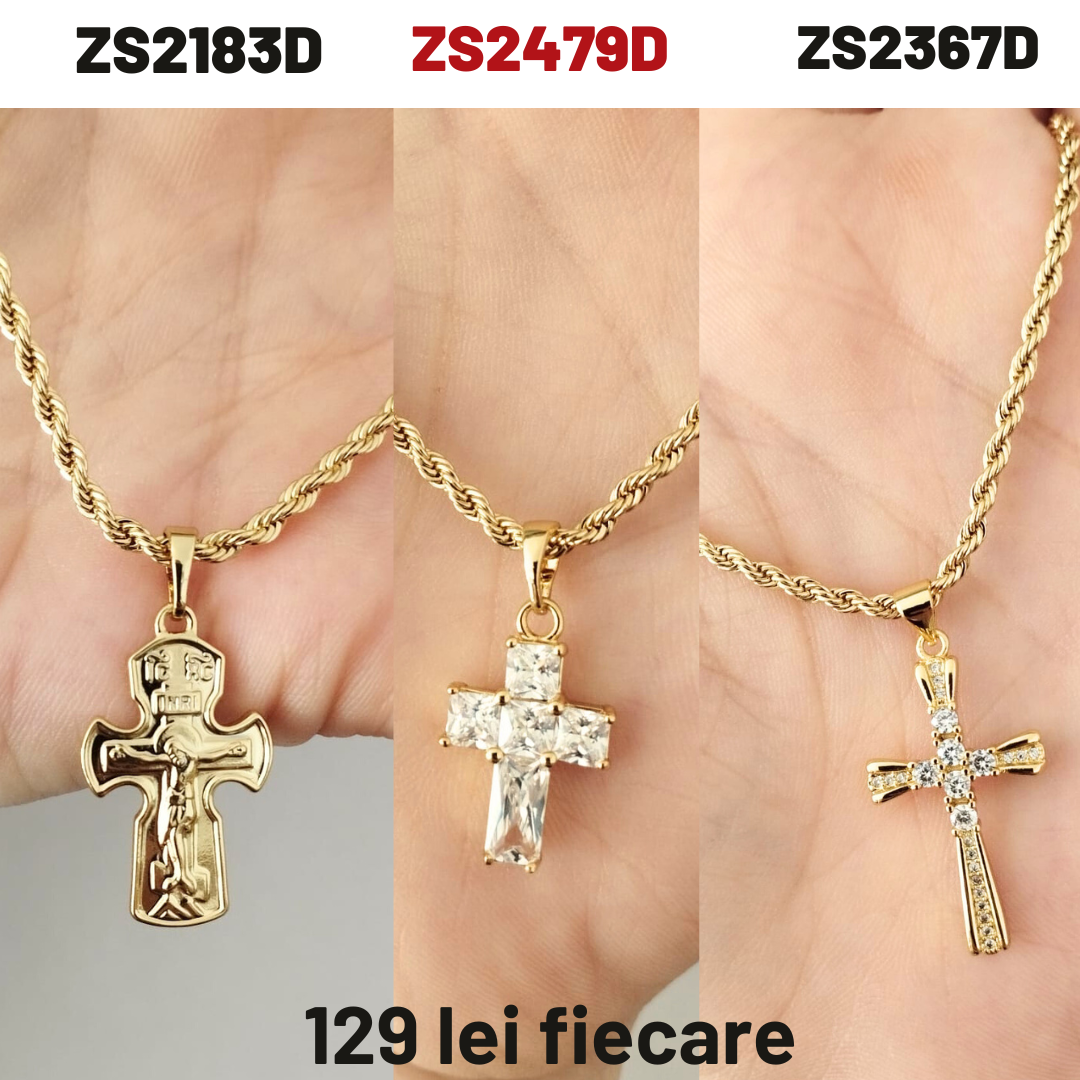 - Crucifix cu lant in culoarea aurului 14K - ZS2479D