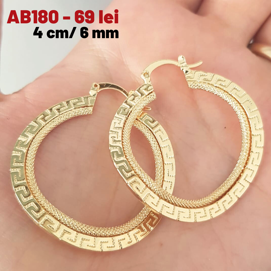 Bijuterii in Culoarea Aur 14K - Cercei auriti cu aur de 14K - 4 cm - AB180