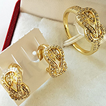 Set inel si cercei in culoarea aurului 14K zirconii albe - ZS1396 Set inel si cercei in culoarea aurului 14K zirconii albe - ZS1396