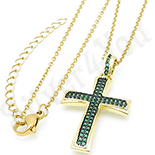 - Crucifix aurit cu aur de 14K si zirconii verzi - BN412