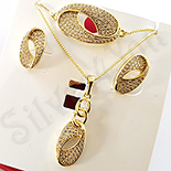 Set Cercei + Colier cu Pandantiv + Bratara si zirconii  albe - ZS1716