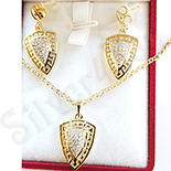 Bijuterii in Culoarea Aur 14K - Set Cercei si Pandantiv cu zirconii albe - ZS1714