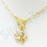 Pandantiv cu lant in culoarea aurului 14K cu zirconii albe - ZS1785