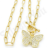 Bijuterii in Culoarea Aur 14K - Pandantiv cu lant in culoarea aurului 14K cu zirconii albe. - ZS1780