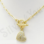 Bijuterii in Culoarea Aur 14K - Pandantiv cu lant in culoarea aurului 14K cu zirconii albe - ZS1784