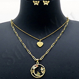 Bijuterii in Culoarea Aur 14K - Set Cercei si colier si pandantiv aurit cu aur de 14K - ZS1950