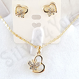 Bijuterii in Culoarea Aur 14K - Set Cercei, Pandantiv si lant cu zirconii albe - ZS1805