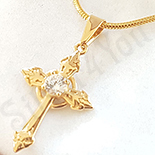Bijuterii Inox Dama - Cruce inox aurit floare de crin cu lant inclus - PK6030A
