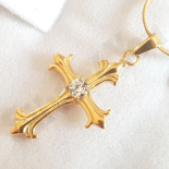 Bijuterii Inox Dama - Cruce inox aurit floare de crin - PK6033A