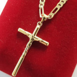 Pandantive crucifix - Pandantiv cu lant in culoarea aurului 14K - ZS1232A