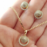 Bijuterii Inox Dama - Set cercei, pandantiv si lant in culoarea aurului 14K - ZS2226