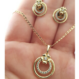 Set cercei, pandantiv si lant in culoarea aurului 14K - ZS2227