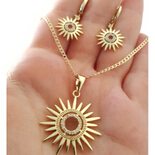 Set cercei, pandantiv si lant in culoarea aurului 14K - ZS2229