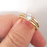 Cadouri Femei - Set 2 inele aurite cu aur de 14K si zirconii albe - ZS1079