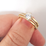 Bijuterii in Culoarea Aur 14K - Set 2 inele aurite cu aur de 14K si zirconii albe - ZS1079
