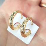 Cercei in culoarea aurului zirconii albe 14K - 1.6 cm - ZS2443 Cercei in culoarea aurului zirconii albe 14K - 1.6 cm - ZS2443