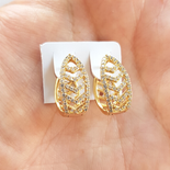 Cercei in culoarea aurului zirconii albe 14K - 1.8 cm - ZS2450 Cercei in culoarea aurului zirconii albe 14K - 1.8 cm - ZS2450