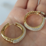 Cercei in culoarea aurului 14K zirconii albe - 3 cm - ZS2430