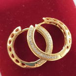 Cercei in culoarea aurului zirconii albe 14K - 2.5 cm - ZS2449 Cercei in culoarea aurului zirconii albe 14K - 2.5 cm - ZS2449