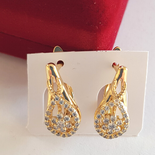 CERCEI - Cercei in culoarea aurului zirconii albe 14K  - 1.5 cm - ZS2434