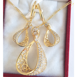 Set cercei, pandantiv si lant in culoarea aurului 14K - ZS2488