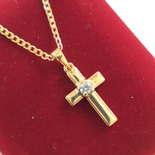 Crucifix cu lant in culoarea aurului 14K - 2.6 cm - ZS2480