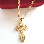 Crucifix cu lant in culoarea aurului 14K - 3.5 cm - ZS2478
