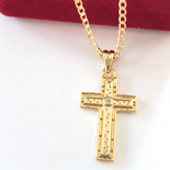 Crucifix cu lant in culoarea aurului 14K - 3 cm - ZS2483