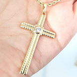 - Crucifix cu lant in culoarea aurului 14K - 5 cm - ZS2481A