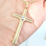 Crucifix cu lant in culoarea aurului 14K - 5 cm - ZS2481A