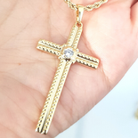 Pandantive crucifix - Crucifix cu lant in culoarea aurului 14K - 5 cm - ZS2481A