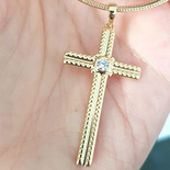 - Crucifix cu lant in culoarea aurului 14K - 5 cm - ZS2481B