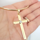 PANDANTIVE - Crucifix cu lant in culoarea aurului 14K - 5 cm - ZS2601B