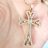 - Crucifix cu lant in culoarea aurului 14K - 4.8  cm - ZS2602A