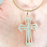 Crucifix cu lant in culoarea aurului 14K - 4.3 cm - ZS2482B