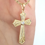 - Crucifix cu lant in culoarea aurului 14K - 4 cm - ZS2603A