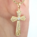 Pandantive crucifix - Crucifix cu lant in culoarea aurului 14K - 4 cm - ZS2603A