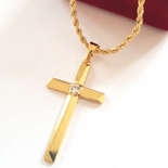- Crucifix cu lant in culoarea aurului 14K - 5 cm - ZS2601A