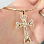 - Crucifix cu lant in culoarea aurului 14K - 4.8  cm - ZS2602B