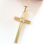 Crucifix cu lant in culoarea aurului 14K - 5 cm - ZS2481