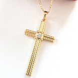 - Crucifix cu lant in culoarea aurului 14K - 5 cm - ZS2481