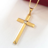 PANDANTIVE - Crucifix cu lant in culoarea aurului 14K - 5 cm - ZS2601