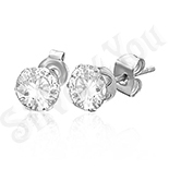 Cercei inox cu piatra rotunda zircon alb 4 mm - PK1763