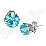 CERCEI - Cercei inox rotunzi cu piatra rotunda bleu 7 mm - PK1768