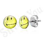 CERCEI - Cercei inox Smiley Face galbeni - BM262