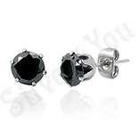 Bijuterii cu zirconii - Cercei inox mici rotunzi zircon negru multifatetat/8 mm - PK2103